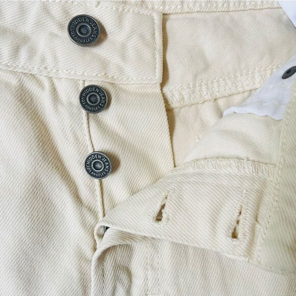 Hidden Tracey Cream Button Fly Distressed High Rise Boyfriend Jeans Sz 30 NWT - Picture 2 of 11